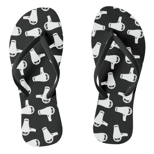 Blow Drier Print Pattern Vintage Hair Salon Themed Flip Flops