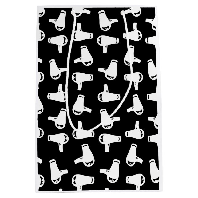 Blow Drier Print Pattern Vintage Hair Salon Themed Medium Gift Bag (Front)