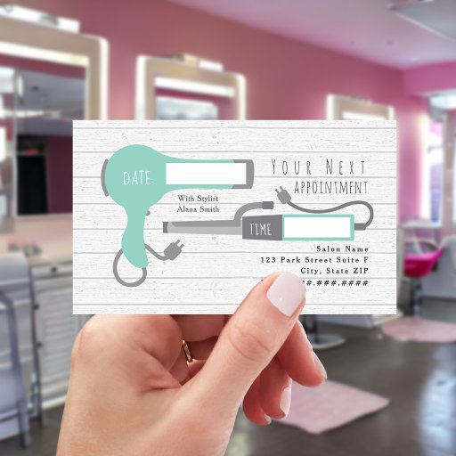 Customizable Blow Dryer Curling Iron Hair Stylist Appointment Business Card