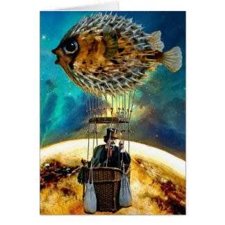 Blow Fish Balloon - card