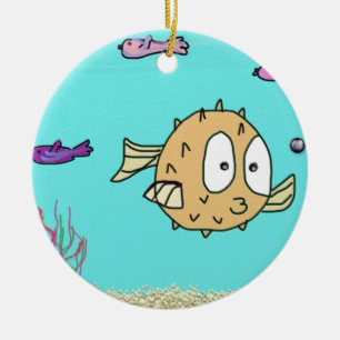 blow fish ceramic ornament