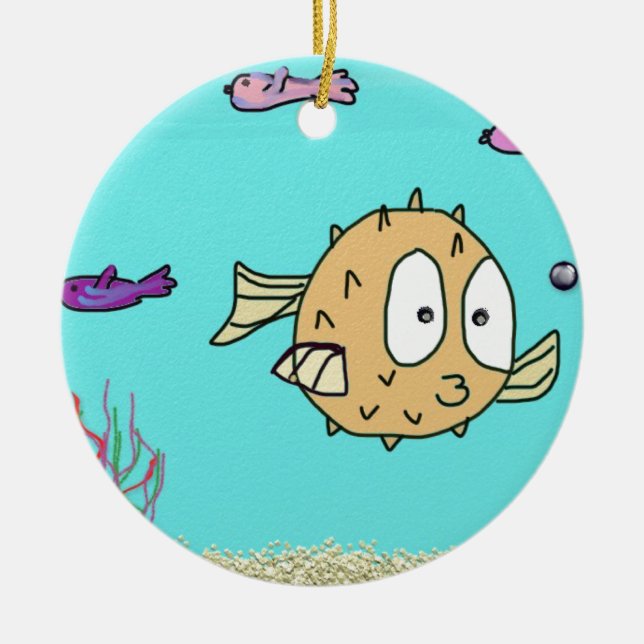 blow fish ceramic ornament (Front)