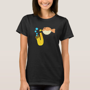 Blow Fish Playing Saxophone Music Novelty T-Shirt