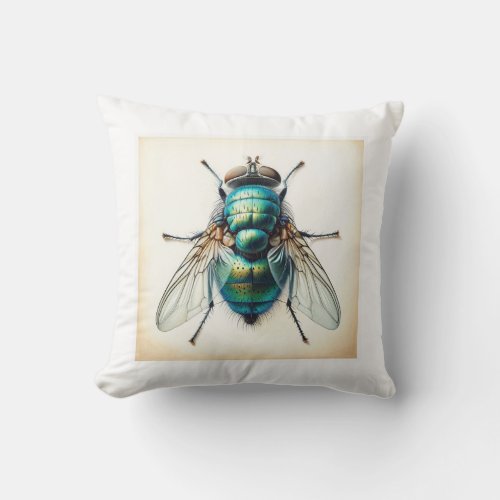 Blow Fly IREF1808 _ Watercolor Throw Pillow