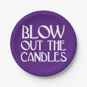 Blow Out The Candles Purple Art Deco Birthday Paper Plates