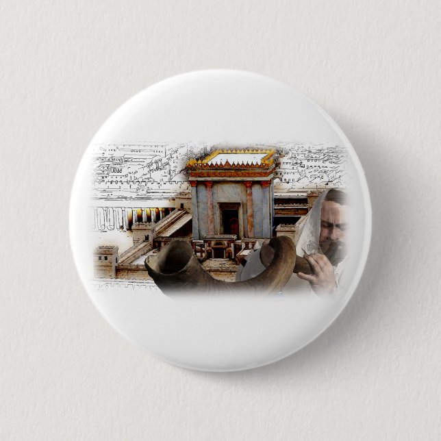 Blow the Shofar in Zion Pinback Button (Front)