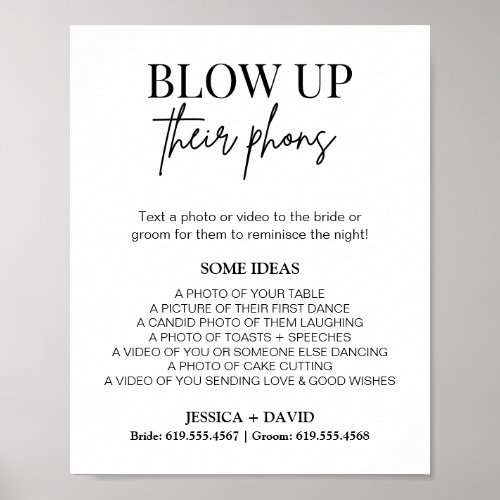 Blow Up Their Phone Sign  Wedding Photo Hunt Game