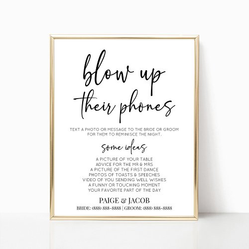 Blow Up Their Phones Wedding Photo Activity Sign
