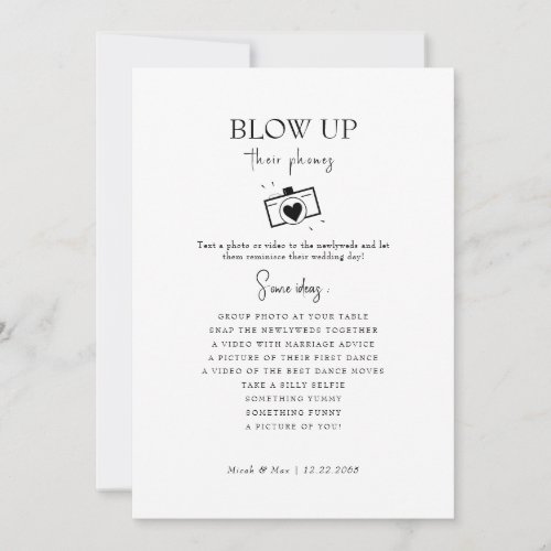 Blow Up Their Phones Wedding Reception Guest Ideas Invitation