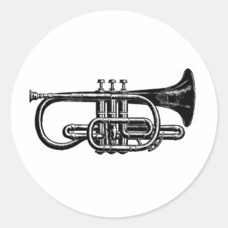 Blow your Horn: Imperial Cornet Musical Instrument Classic Round Sticker