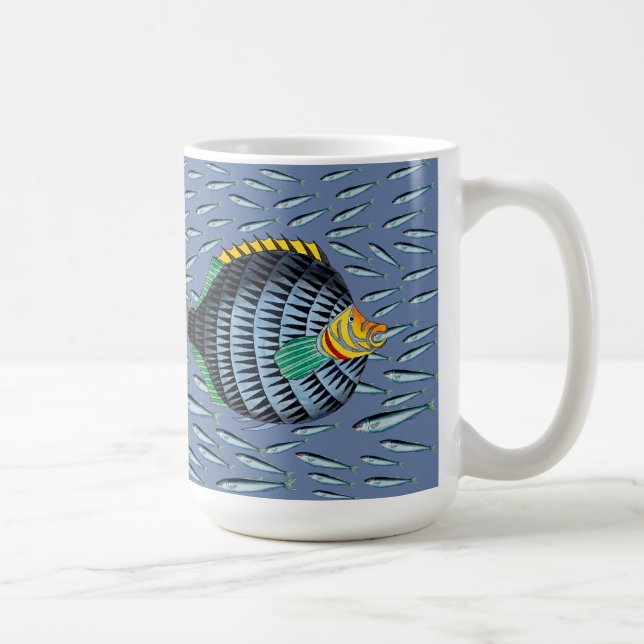 Blowfish eating little fish coffee mug (Right)