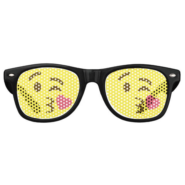 Blowing a Kiss Emoji Retro Sunglasses (Front)