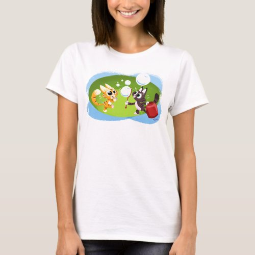 BLOWING BUBBLES CATS by Jeff Willis T_Shirt