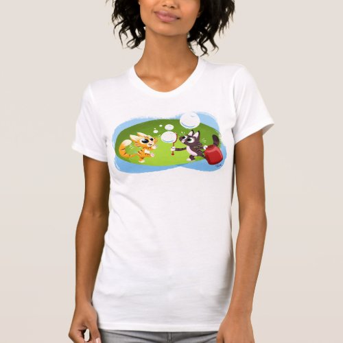 BLOWING BUBBLES CATS by Jeff Willis T_Shirt