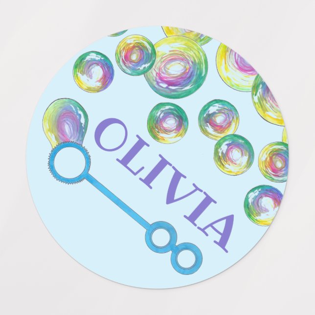 Blowing Bubbles Childcare Summer Playtime Fun Kids' Labels (Design 1)