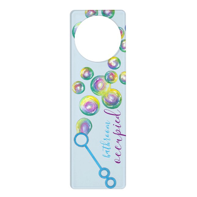 Blowing Bubbles Iridescent Rainbow Bubble Wand Door Hanger (Front)