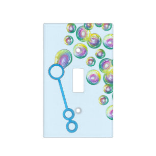 Blowing Bubbles Iridescent Rainbow Bubble Wand Light Switch Cover
