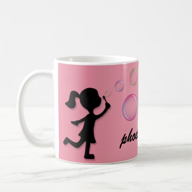 Blowing Bubbles - Pink Personalized Mug (Left)
