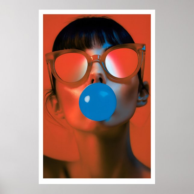 Blowing Bubbles Pop Art Print Woman with (Front)