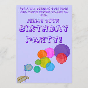 Blowing Bubbles (Rainbow) (Birthday) Invitation