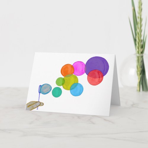 Blowing Bubbles Rainbow Card