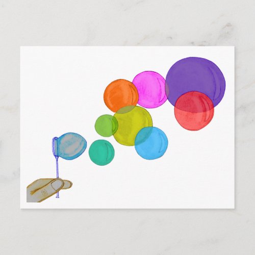 Blowing Bubbles Rainbow Postcard