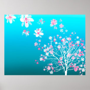 Blowing cherry blossom background for video calls poster