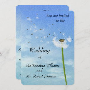 Blowing Dandelion Seeds Print Wedding Invitation