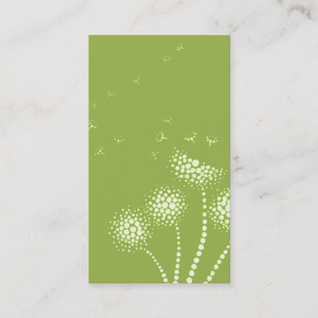 blowing flowers green business card (Front)
