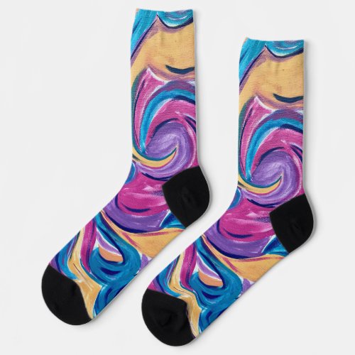 Blowing In The Wind_Bold Hand Painted Abstract Art Socks
