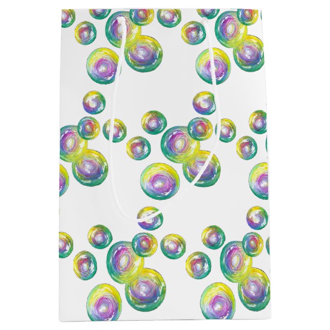 Blowing Iridescent Rainbow Soap Bubbles Medium Gift Bag (Front)