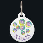 Blowing Iridescent Rainbow Soap Bubbles Pet ID Tag<br><div class="desc">Design features an original marker illustration of pretty rainbow-colored iridescent soap bubbles. Coordinating pet products available. Just personalize with your information.

This illustration is also available on other products. Don't see what you're looking for? Need help with customization? Contact Rebecca to have something designed just for you.</div>