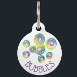 Blowing Iridescent Rainbow Soap Bubbles Pet ID Tag<br><div class="desc">Design features an original marker illustration of pretty rainbow-colored iridescent soap bubbles. Coordinating pet products available. Just personalize with your information.

This illustration is also available on other products. Don't see what you're looking for? Need help with customization? Contact Rebecca to have something designed just for you.</div>