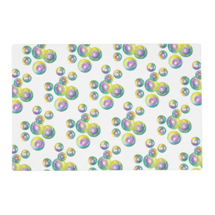 Blowing Iridescent Rainbow Soap Bubbles Placemat