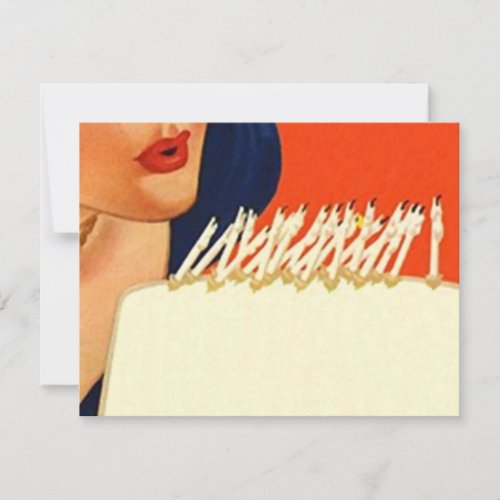 BLOWING OUT CANDLES WOMAN'S BIRTHDAY PARTY INVITE