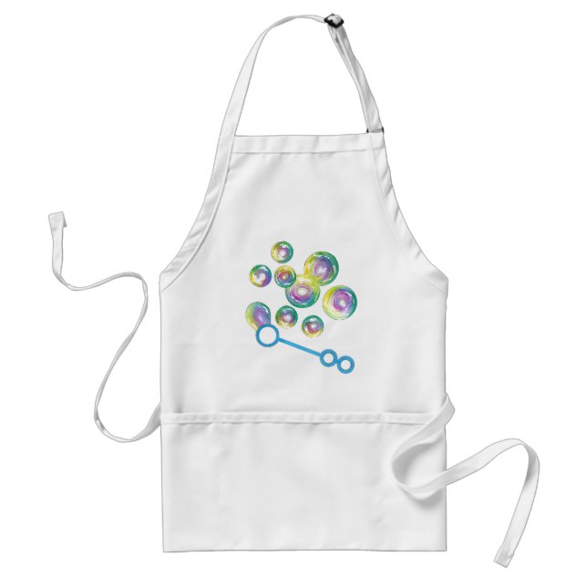 Blowing Rainbow Soap Bubbles Bubble Wand Adult Apron (Front)