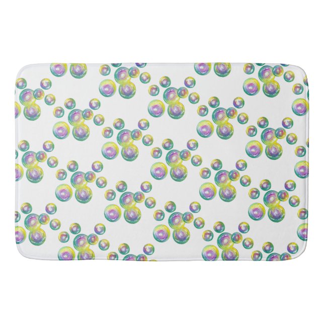 Blowing Rainbow Soap Bubbles Bubble Wand Bath Mat (Front)
