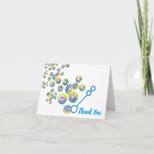 Blowing Rainbow Soap Bubbles Bubble Wand Blue Card