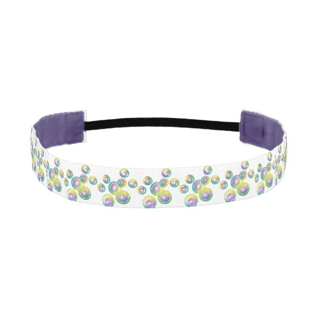 Blowing Rainbow Soap Bubbles Bubble Wand Purple Athletic Headband (Front)