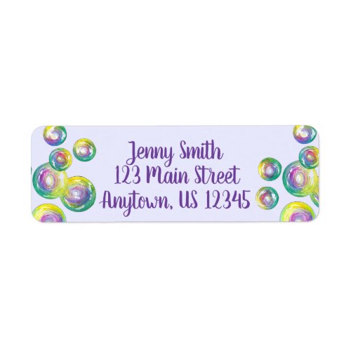 Blowing Rainbow Soap Bubbles Personalized Purple Label