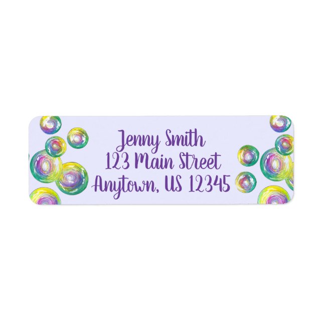Blowing Rainbow Soap Bubbles Personalized Purple Label (Front)