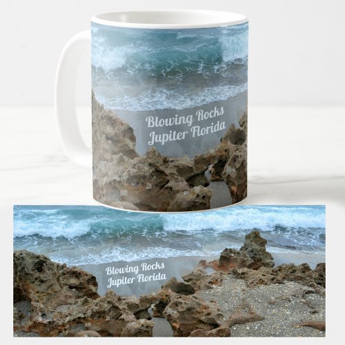 Blowing Rocks Jupiter Beach Surf Photographic Coffee Mug