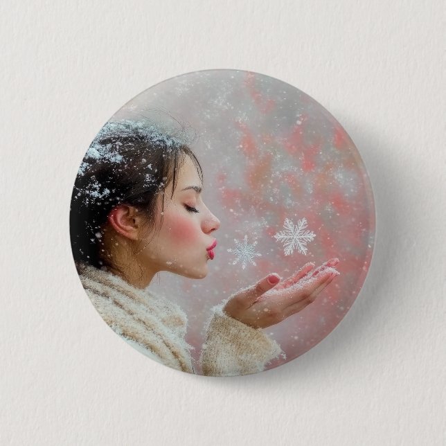 Blowing Snowflakes Button (Front)
