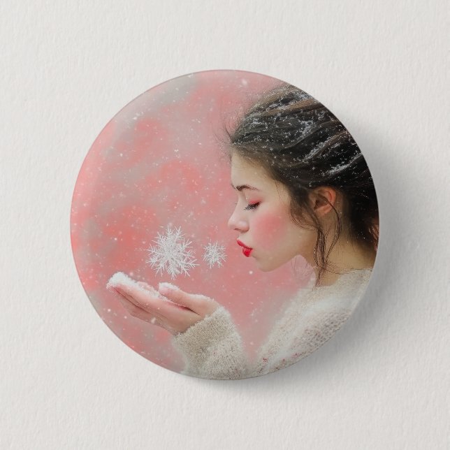Blowing Snowflakes Button (Front)
