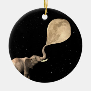 Blowing Up Full Moon Ceramic Ornament