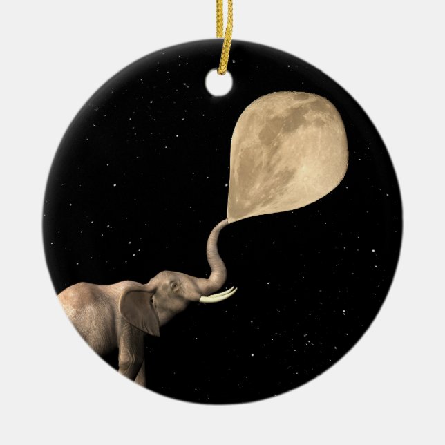 Blowing Up Full Moon Ceramic Ornament (Front)