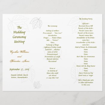 Blown Away Fall Tri-fold Divided Program Template by fallcolors at Zazzle