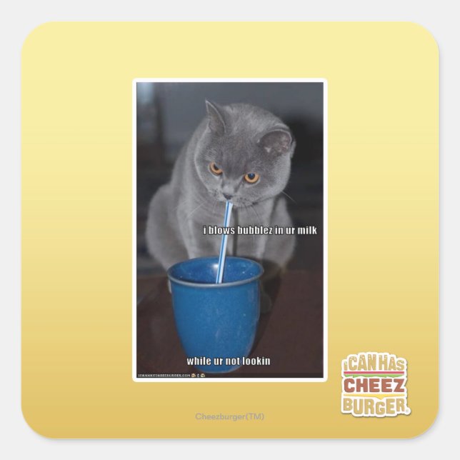 Blows Bubbles in ur milk Square Sticker (Front)