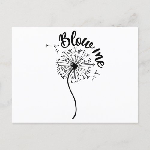 Blows Me Dandelion Flower Pattern Making A Wishpn Announcement Postcard