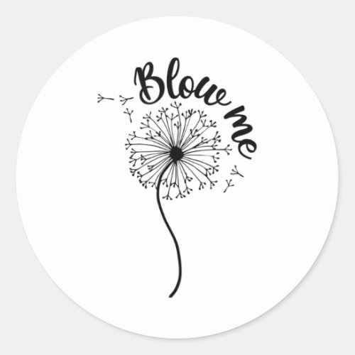Blows Me Dandelion Flower Pattern Making A Wishpn Classic Round Sticker